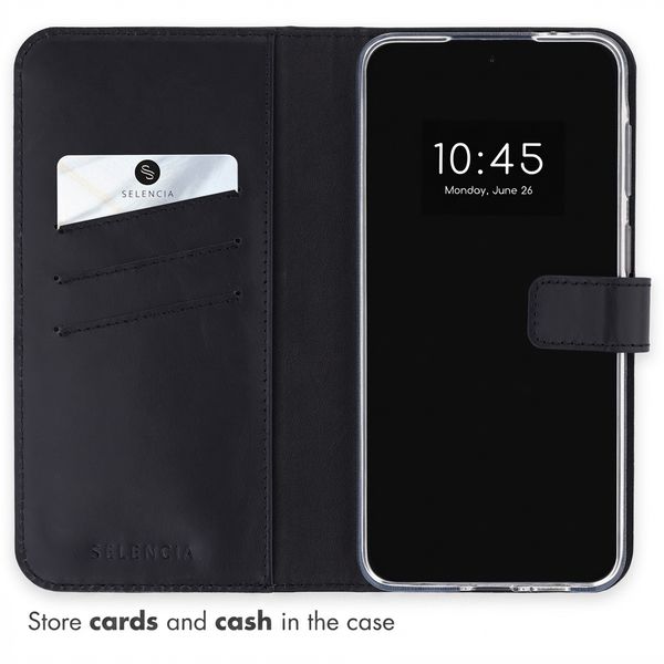 Selencia Genuine Leather Book Case Samsung Galaxy A37 (5G) - Black