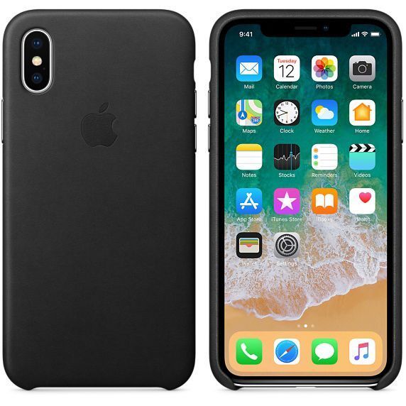 Apple Leather Backcover iPhone X - Black