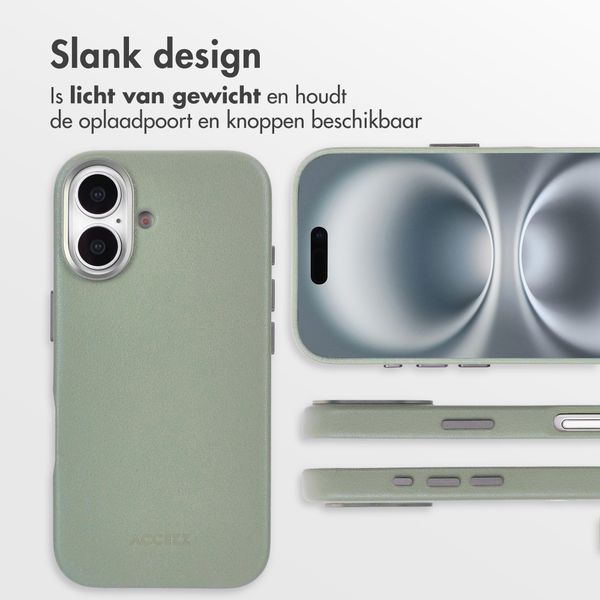 Accezz MagSafe Leather Backcover Apple iPhone 16 - Light Grey