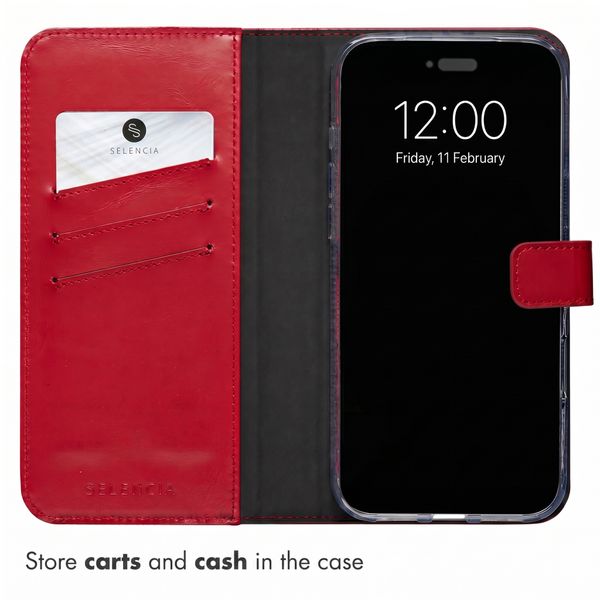 Selencia Genuine Leather Book Case Apple iPhone 18 Pro / 17 Pro - Red