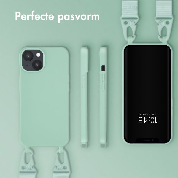 Selencia Siliconen hoesje met afneembaar koord Apple iPhone 14 - Turquoise