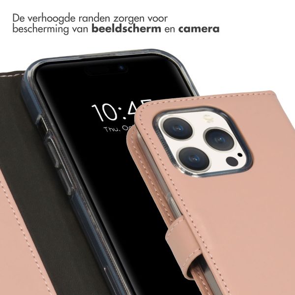 Selencia Echt Lederen Bookcase iPhone 15 Pro - Dusty Pink