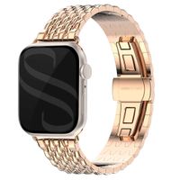 Selencia Stalen draak band Apple Watch Series 1 t/m 11 / SE / Ultra (44/45/46/49 mm) - Rosé Goud