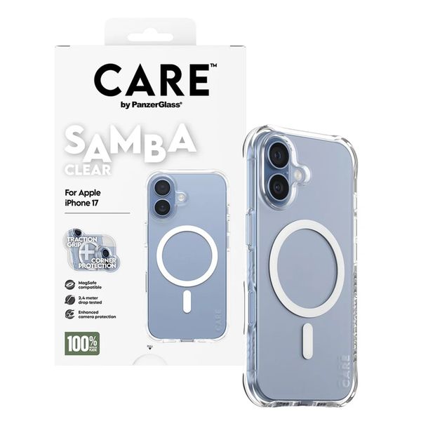 CARE by PanzerGlass Fashionable Case Samba met MagSafe Apple iPhone 17 - Clear / White