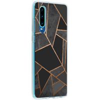 Design Backcover Huawei P30 - Grafisch Zwart / Koper