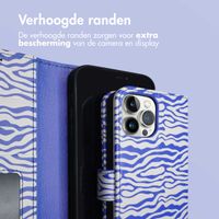 imoshion Design Bookcase iPhone 12 (Pro) - White Blue Stripes