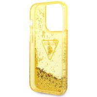 Guess Liquid Glitter Backcover Apple iPhone 14 Pro - Geel