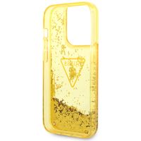 Guess Liquid Glitter Backcover iPhone 14 Pro - Geel