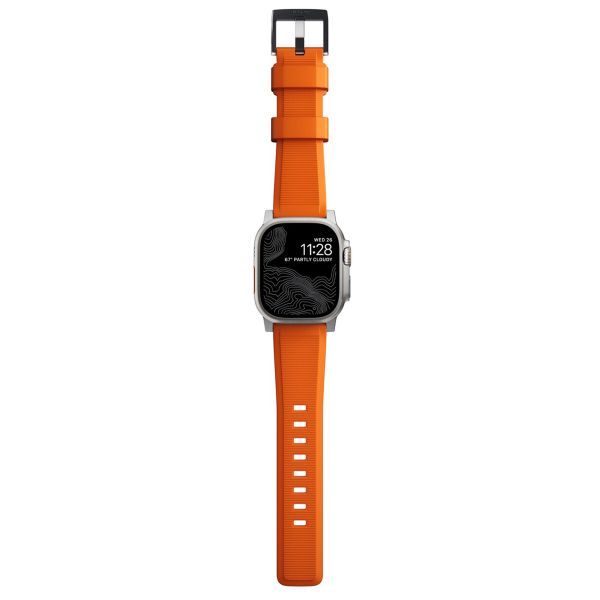 Nomad Rugged band FKM Apple Watch Series 1 t/m 11 / SE / Ultra (44/45/46/49 mm) - Zilver / Oranje