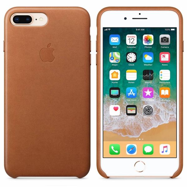 Apple Leather Backcover Apple iPhone 8 Plus / 7 Plus - Saddle Brown
