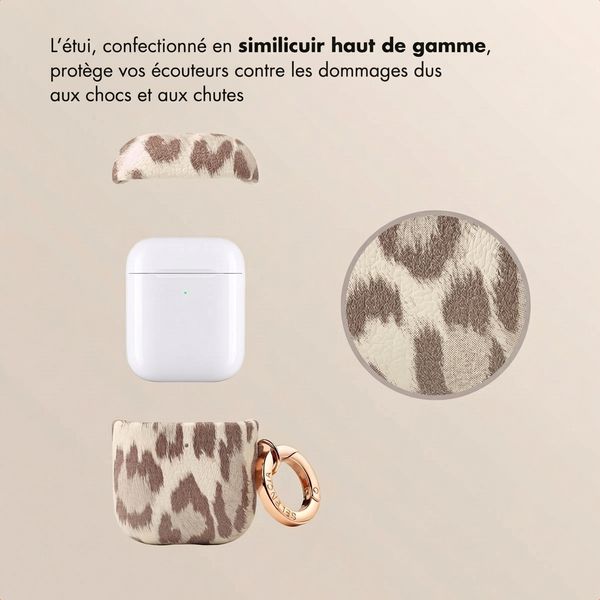 Selencia Sabi Case met panterprint  Apple Airpods 1 / 2 - Soft Ivory