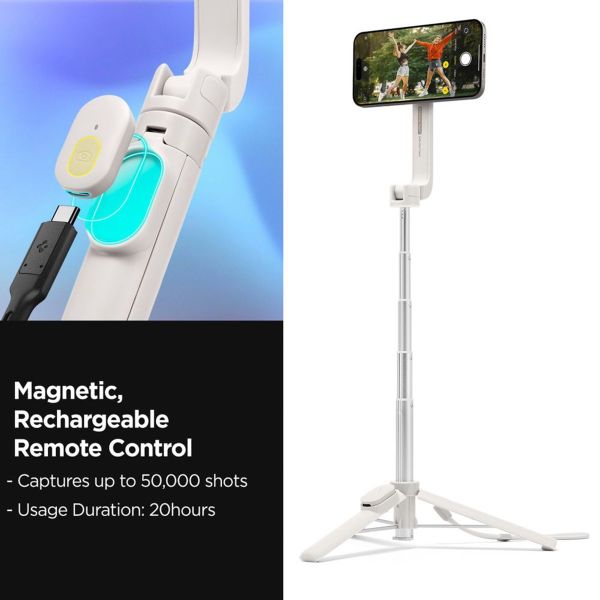 Spigen MagSafe Tripod Selfie Stick - met afstandsbediening - Universeel - 74CM - Dune Beige