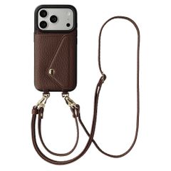 Selencia Sera Telefoonhoes met Koord en Envelop Pashouder Apple iPhone 17 Pro Max - Chocolate Brown