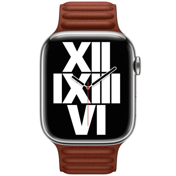 Apple Leather Link Apple Watch Series 1-10 / SE / Ultra (2) - 42/44/45/46/49 mm - Maat M/L - Umber