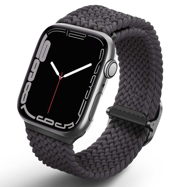 Uniq Aspen Braided bandje Apple Watch Series 1 t/m 9 / SE (38/40/41 mm) | Series 10 (42 mm) - Granite Grey