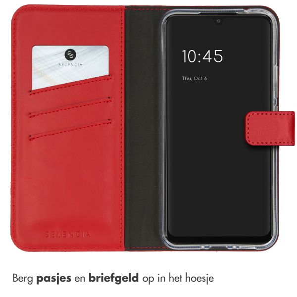 Selencia Echt Lederen Bookcase Samsung Galaxy A34 (5G) - Rood