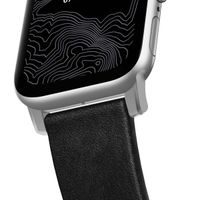 Nomad Modern Band van leder Apple Watch Series 1 t/m 10 / SE / Ultra (2) (44/45/46/49 mm) - Zwart/Zilver