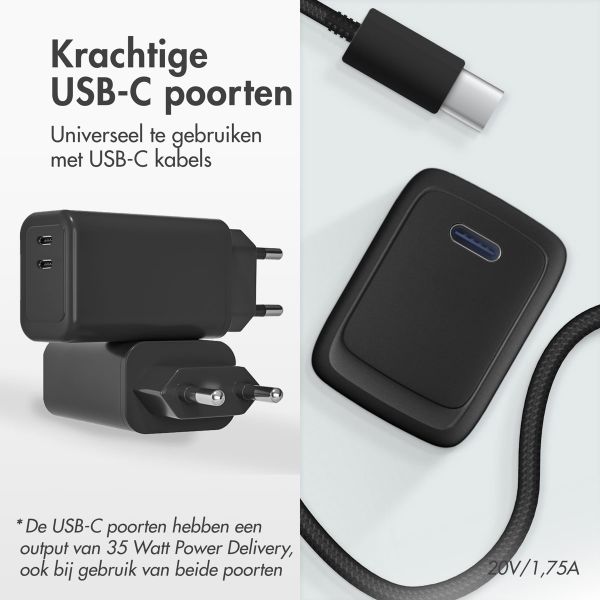 imoshion Wall Charger 35 Watt | 2x USB-C - Zwart