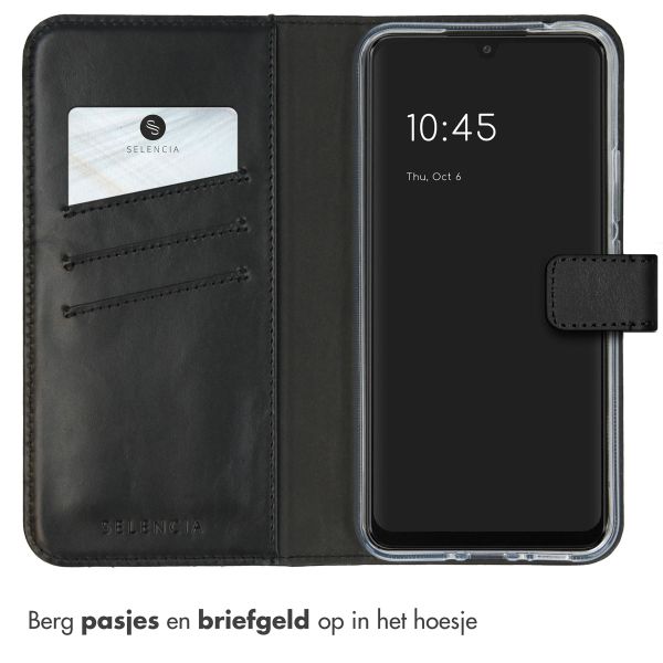 Selencia Echt Leren Bookcase Samsung Galaxy A34 (5G) - Zwart