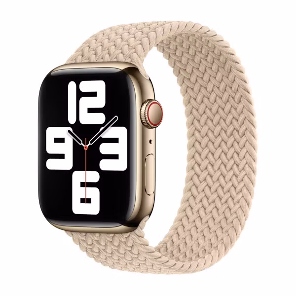 Apple Gevlochten solobandje Apple Watch | 44/45/46/49 mm - Maat 10 - Beige