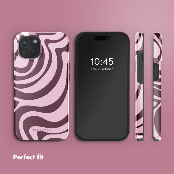 Selencia Vivid Back Cover with MagSafe Apple iPhone 15 - Wavy Swirl Pink Plum