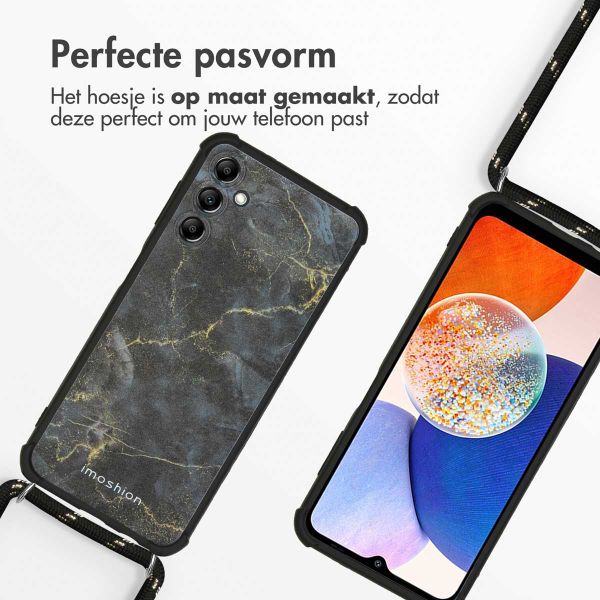 imoshion Design hoesje met koord Samsung Galaxy A14 (5G/4G) - Black Marble