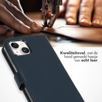 Selencia Echt Lederen Bookcase iPhone 15 Plus - Blauw