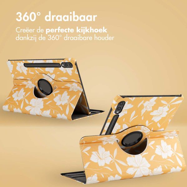 imoshion 360° Draaibare Design Bookcase Samsung Galaxy Tab S10 Plus / Tab S9 FE Plus / Tab S9 Plus - Yellow Flowers