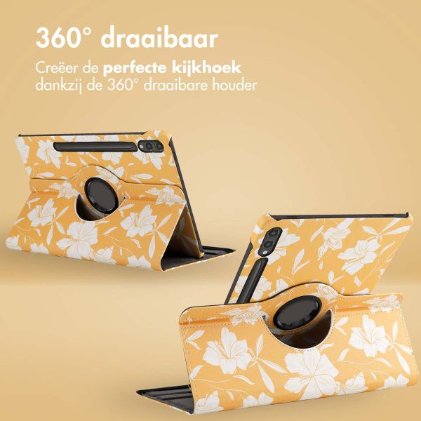 imoshion 360° Draaibare Design Bookcase Samsung Galaxy Tab S10 Plus / Tab S9 Plus / Tab S9 FE Plus - Yellow Flowers