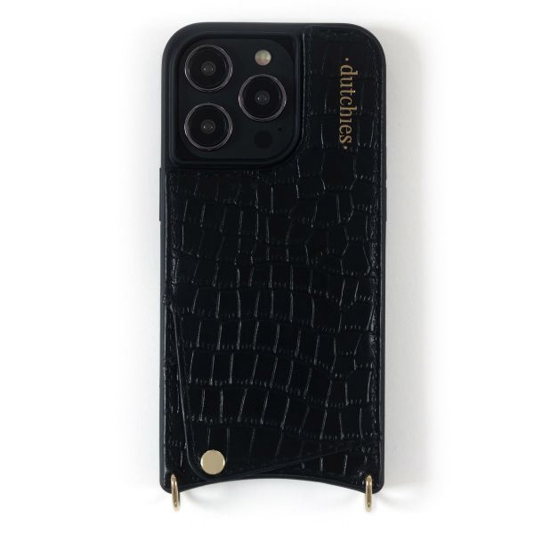 Dutchies Backcover met pashouder iPhone 16 Pro Max - Telefoonkoord niet inbegrepen - Crocodile Chic