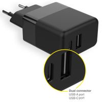 Accezz Wall Charger - Oplader - USB-C en USB aansluiting - Power Delivery - 20 Watt - Black