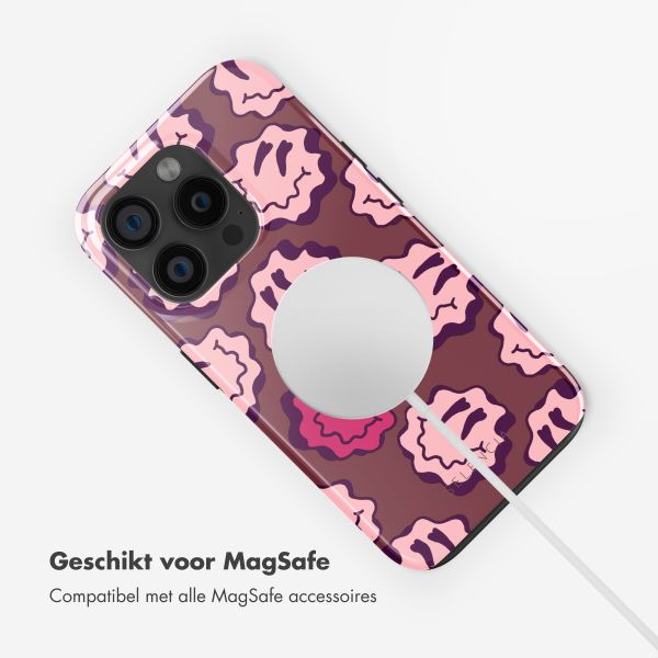 Selencia Vivid Tough Backcover met MagSafe iPhone 15 Pro - Wavy Smiley Pink