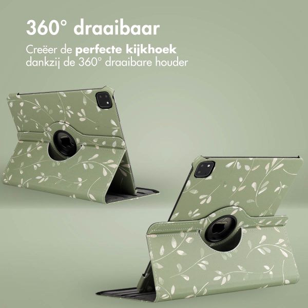 imoshion 360° Draaibare Design Bookcase Apple iPad Pro 12.9 (2018/2020/2021/2022) - Green Flowers