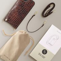 Selencia Nova Croco Phone Case with Cord and Card Holder Apple iPhone 17e / 16e - Burgundy