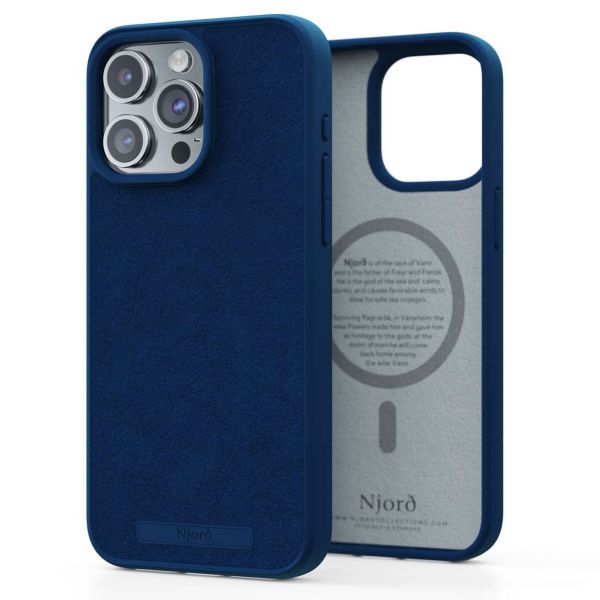 Njorð Collections Suède Comfort+ Case MagSafe iPhone 15 Pro Max - Blue