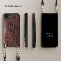 Selencia Nova Croco Telefoonhoes met Koord en Pashouder Apple iPhone 17e / 16e - Burgundy