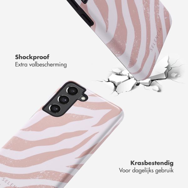 Selencia Vivid Tough Backcover Samsung Galaxy S21 FE - Colorful Zebra Old Pink