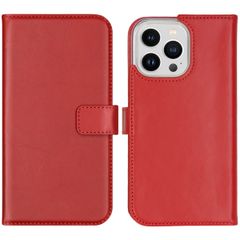 Selencia Echt Lederen Bookcase iPhone 14 Pro Max - Rood