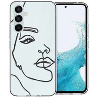 imoshion Design hoesje Samsung Galaxy A54 (5G) - Abstract Gezicht - Wit / Zwart