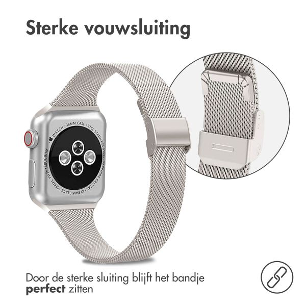 imoshion Milanees vouwbandje Apple Watch Series 1 t/m 9 / SE (38/40/41 mm) | Series 10 / 11 (42 mm) - Starlight