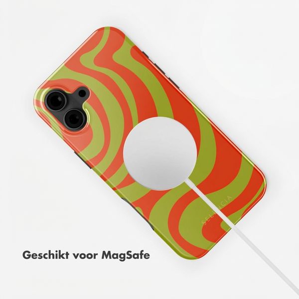 Selencia Vivid Backcover met MagSafe Apple iPhone 16 - Wavy Swirl Orange Fern