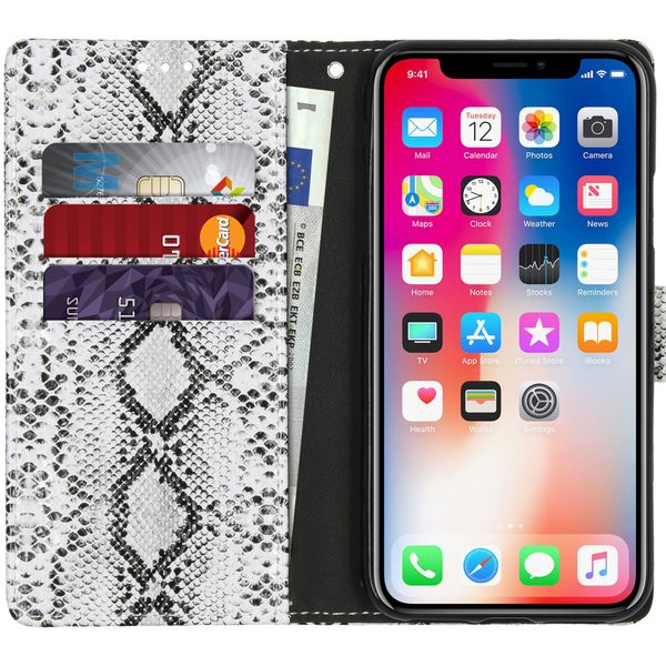 Slangenprint Bookcase iPhone X / Xs - Wit