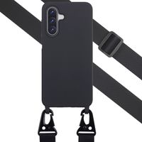 Selencia Siliconen hoesje met afneembaar koord Samsung Galaxy A17 - Zwart