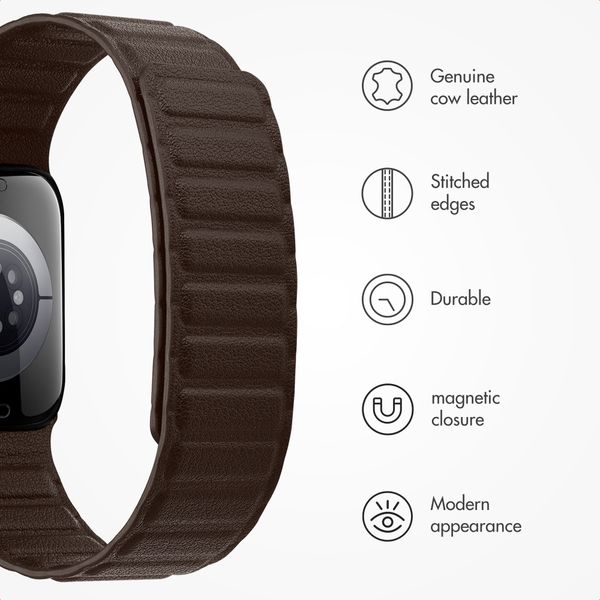 Accezz Magnetic genuine leather band Apple Watch | 44/45/46/49 mm - Chocolate Brown