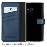 Selencia Echt Lederen Bookcase Samsung Galaxy S20 FE - Blauw