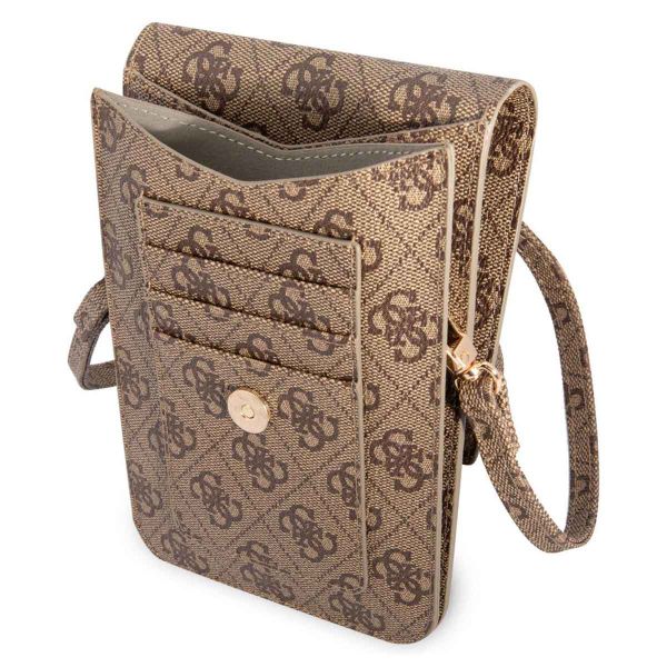 Guess Crossbody Telefoontasje - Smartphone schoudertasje met riem 4G Logo - Bruin