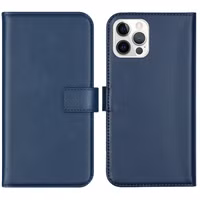 Selencia Echt Leren Bookcase iPhone 12 (Pro) - Blauw
