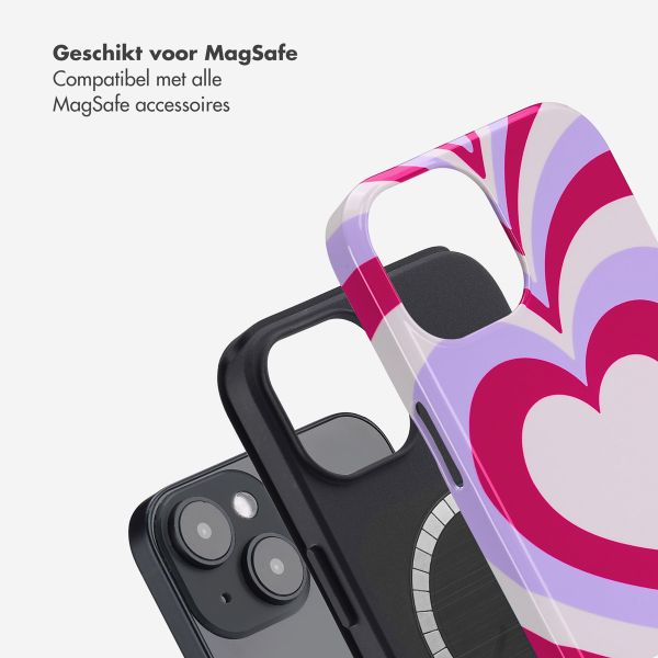 Selencia Vivid Tough Backcover met MagSafe iPhone 14 - Double Hearts Rubine Red Lilac