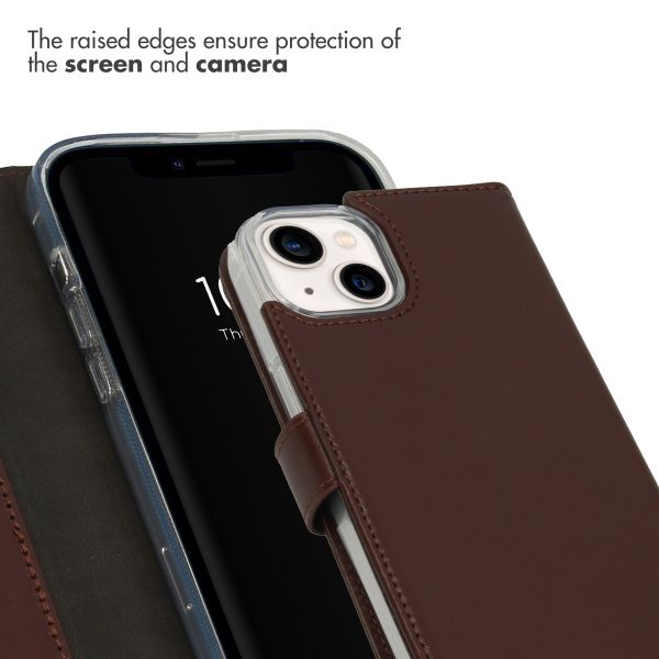Selencia Genuine Leather Book Case Apple iPhone 14 - Brown