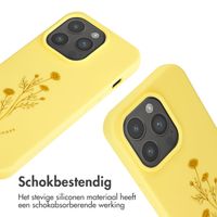 imoshion Siliconen design hoesje met koord iPhone 15 Pro - Flower Yellow